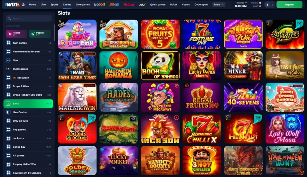 Juegos de tragamonedas del Casino Online 1WIN