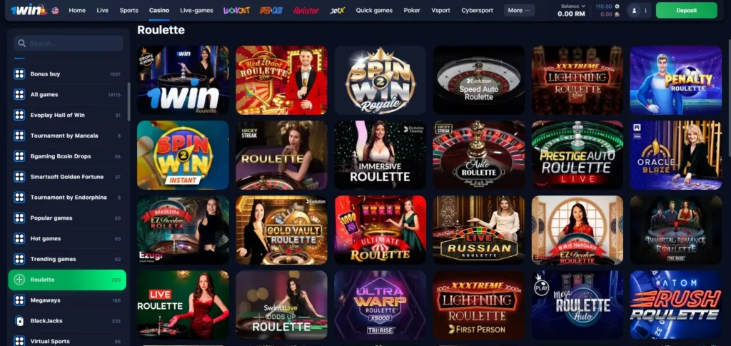 Juegos de ruleta del Casino Online 1WIN