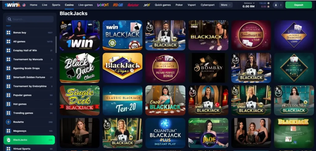 Blackjack del Casino Online 1WIN